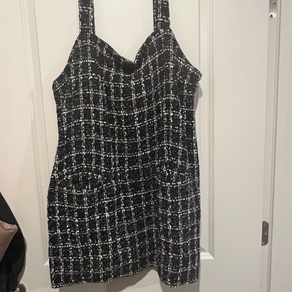 Abercrombie & Fitch Black and White Tweed Mini Dress